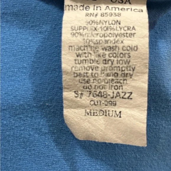 Y2K Jazzercise Blue Strappy Back Built In Bra Tank Top M USA Yoga Workout - Picture 6 of 6